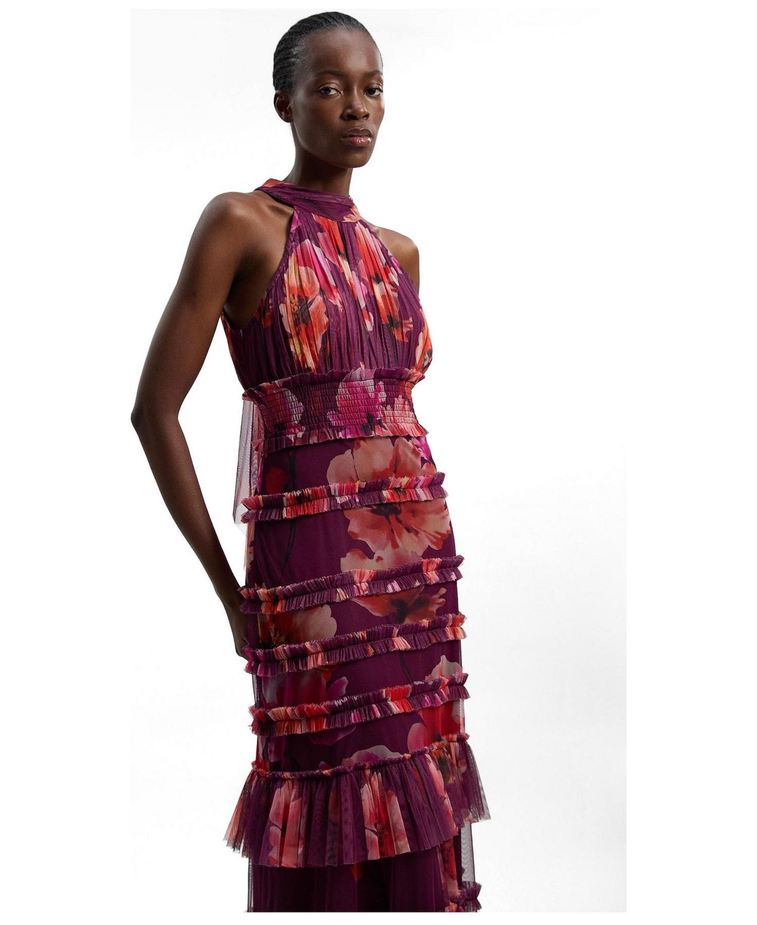 Women's Floral Tulle Maxi Dress