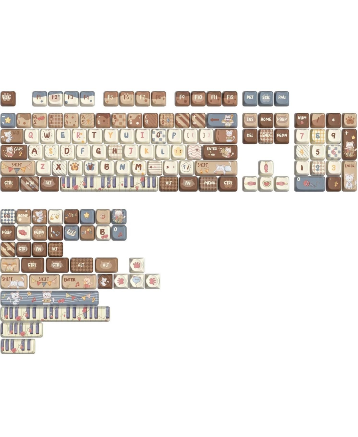 Lamicall Cute Cat Mao Profile Dye-Sub Pbt Full Keycaps Set