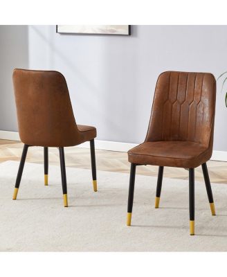 Suede-Like Velvet Dining Chairs with Metal Legs Set of 2