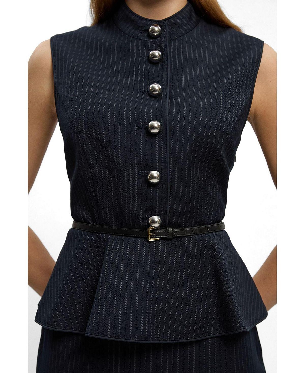 Karen Millen Women's Sleeveless Peplum Midi Dress view 2 — MAYCSS fashion products