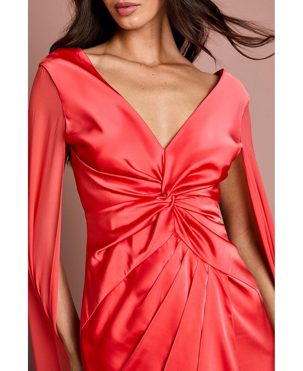 Coast Women's Cape Sleeve V-Neck Satin Maxi Dress view 5 — MAYCSS fashion products
