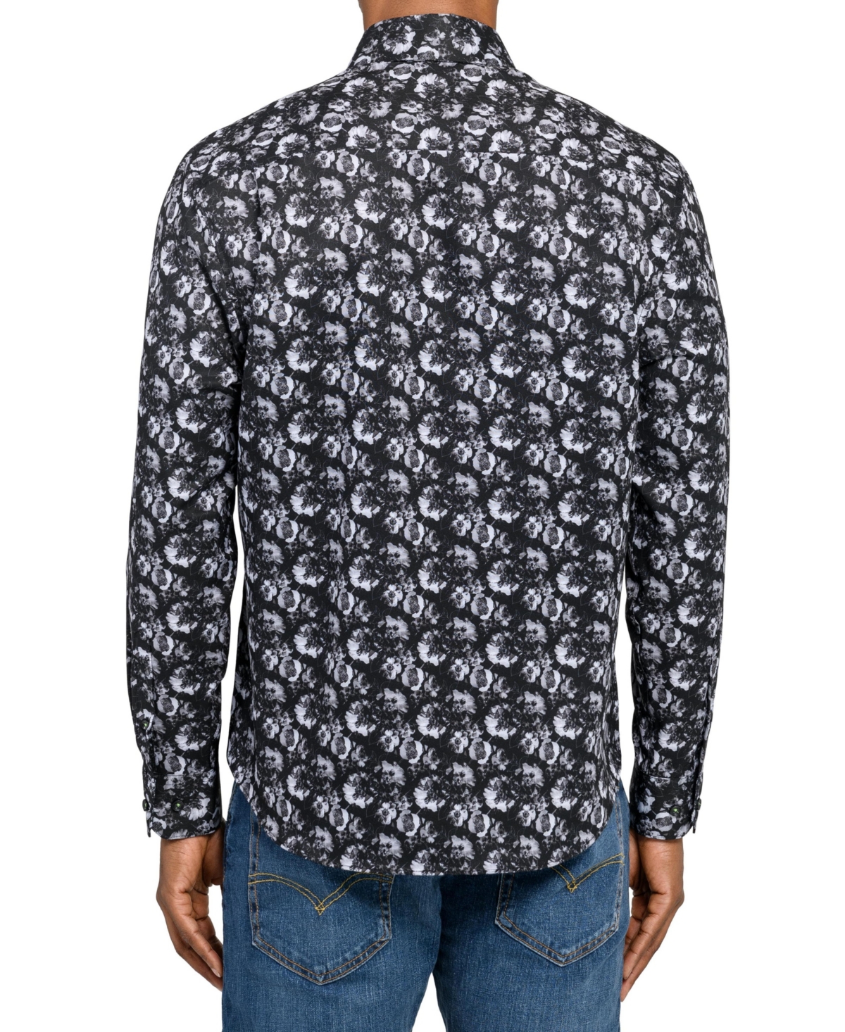 Society of Threads Men's Regular Fit 4-Way Stretch Performance Floral Long Sleeve Button Down