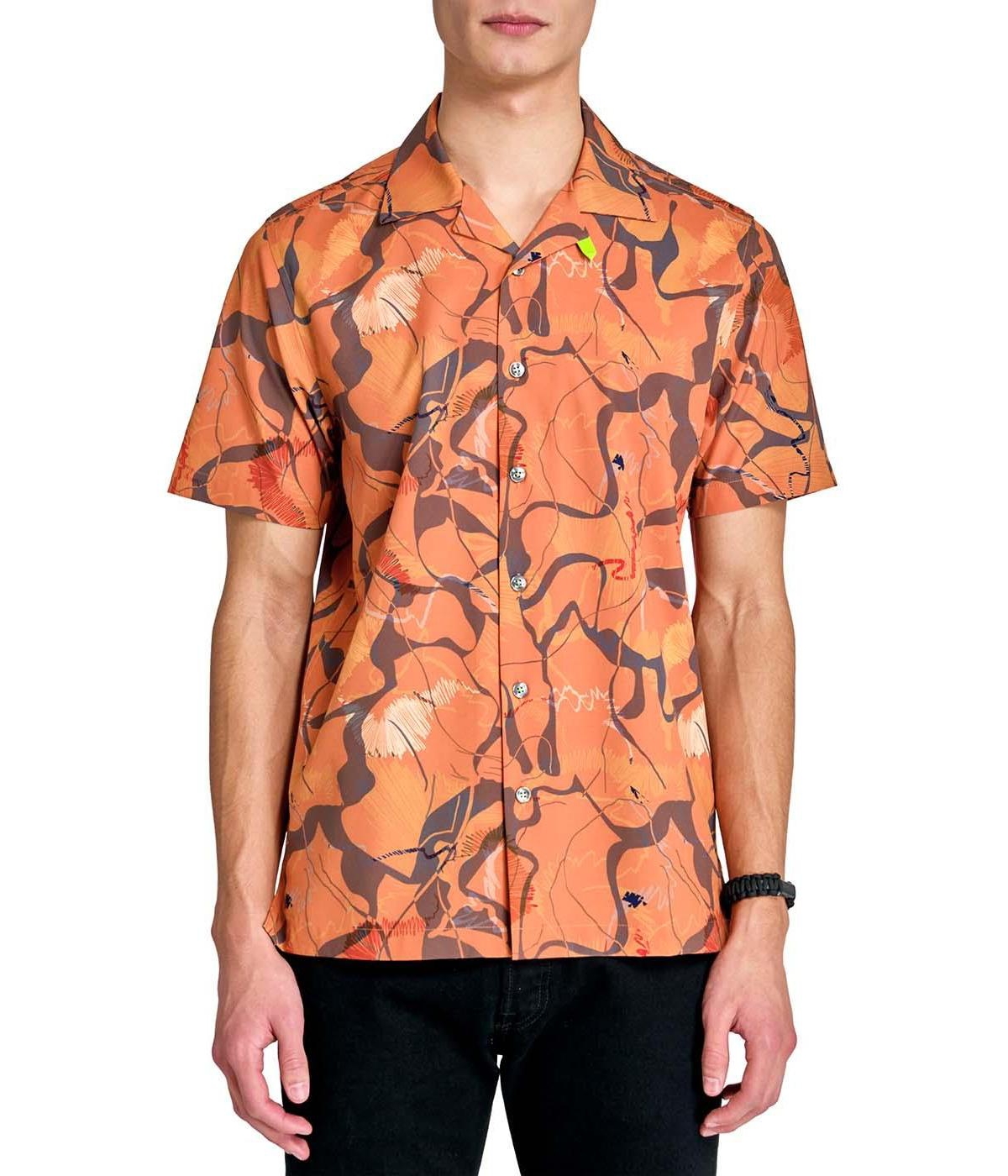 Society of Threads Men's Regular Fit 4-Way Stretch Performance Solid Short Sleeve Button Down