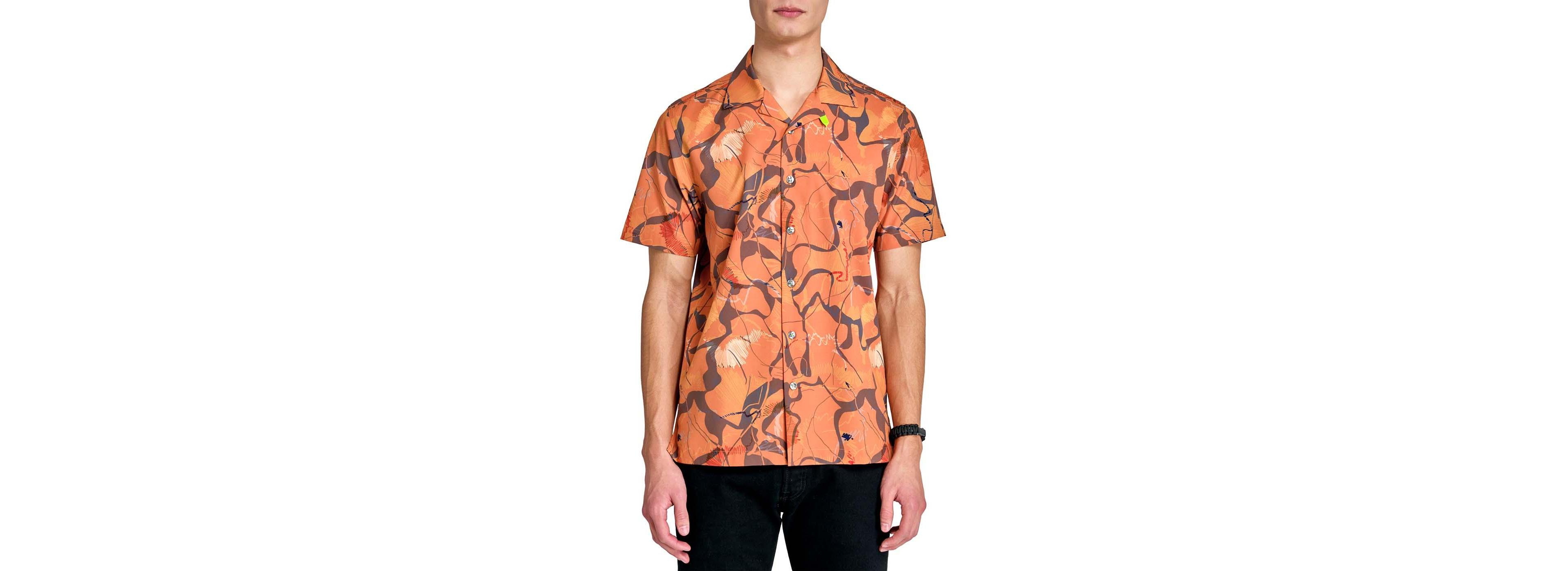 Society of Threads Men's Regular Fit 4-Way Stretch Performance Solid Short Sleeve Button Down
