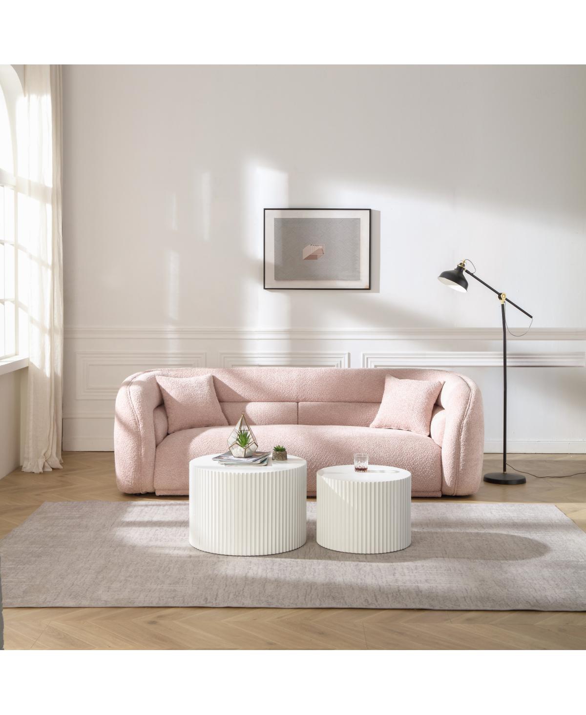 Streamdale Furniture Round Nesting Coffee Table Set of 2 Mdf for Living Room