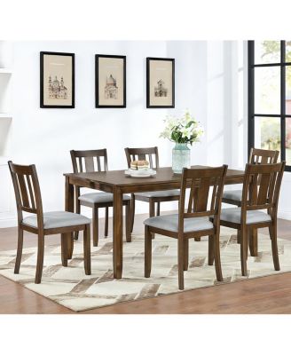 7-Piece Modern Rectangular Dining Set with 6 Upholstered Chairs
