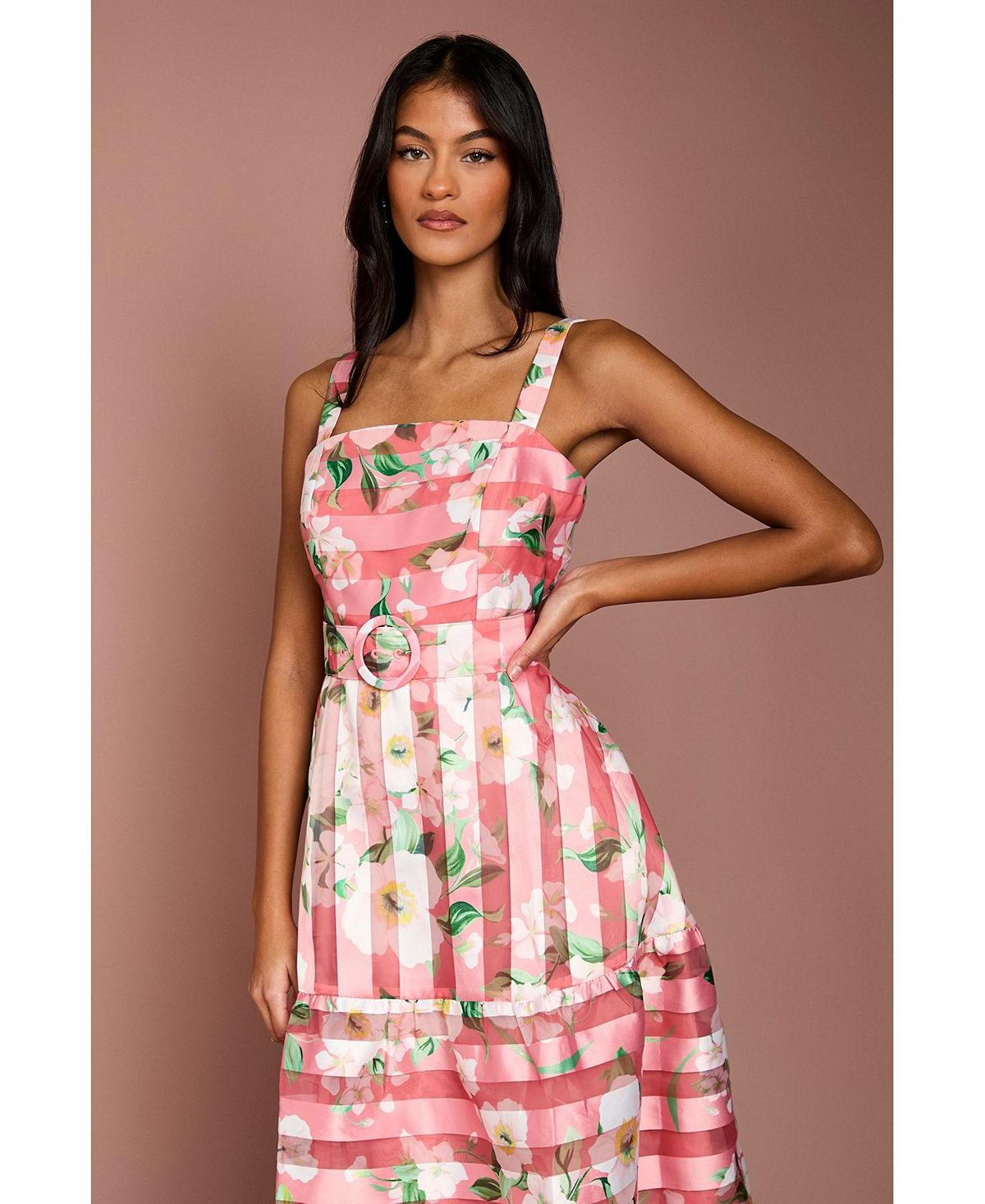Coast Women's Petite Floral Organza Midi Dress view 2 — MAYCSS fashion products