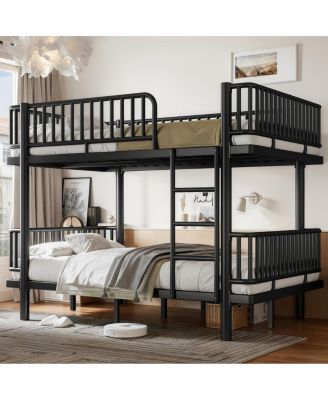 Full over Metal Bunk Bed with Safety Guardrails Converts to 2 Beds