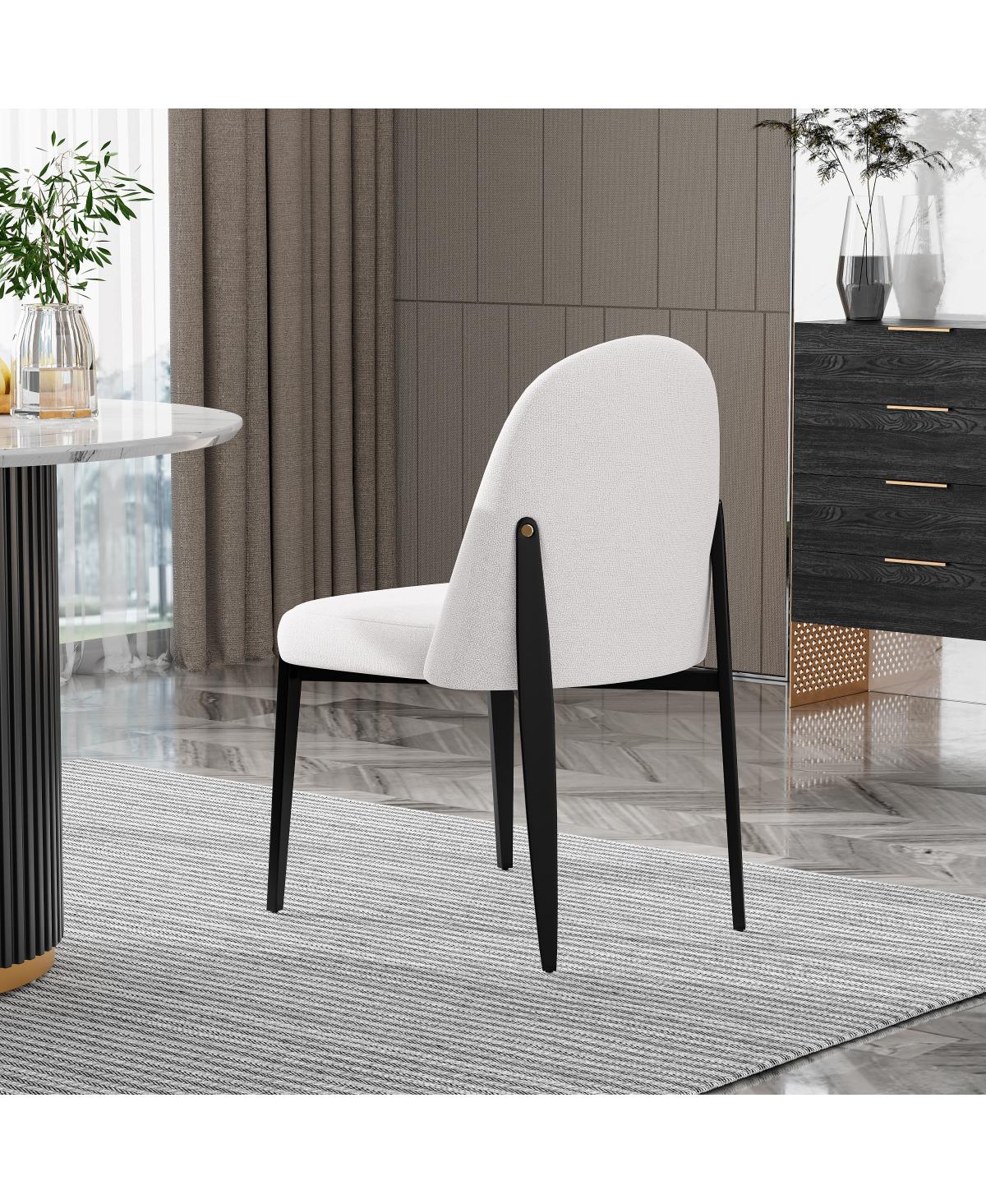 Streamdale Furniture Set of 2 Chenille Armless Dining Chairs with Metal Legs