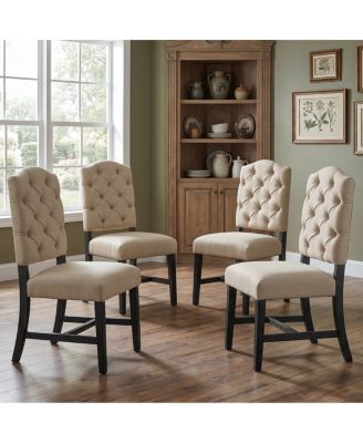 4-Piece Retro Upholstered Dining Chair Set