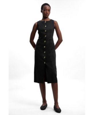 Women's Linen Pencil Midi Dress