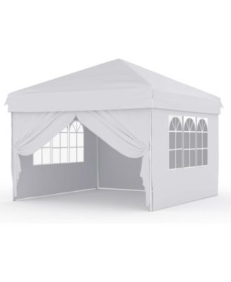 10'x10' Easy Pop Up Canopy Tent with 4 Detachable Window Sidewalls - Waterproof Outdoor Portable Canopy with Carry Bag and Guy Lines