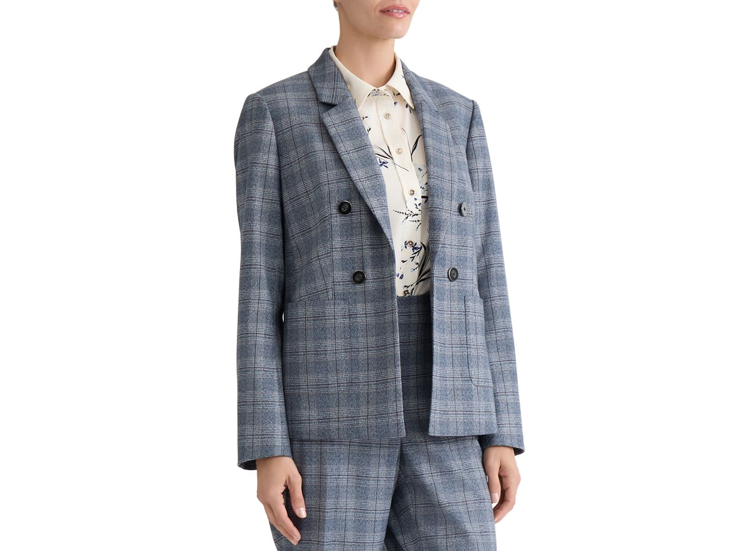 Женский пиджак Jones New York Plaid Notch Collar Blazer, цвет: Тёмно-синий разноцветный — фото 6