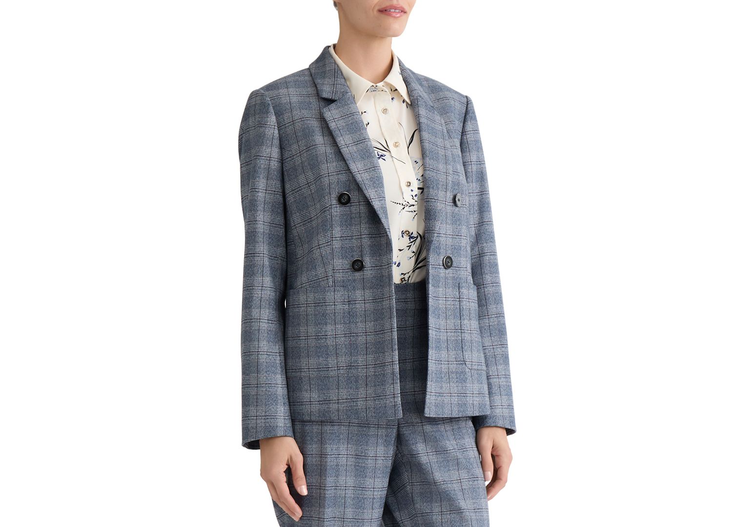 Women's Plaid Notch Collar Blazer
