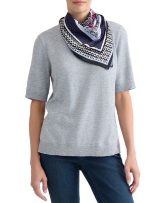 Women's Accent Rib Knit Scarf T-Shirt