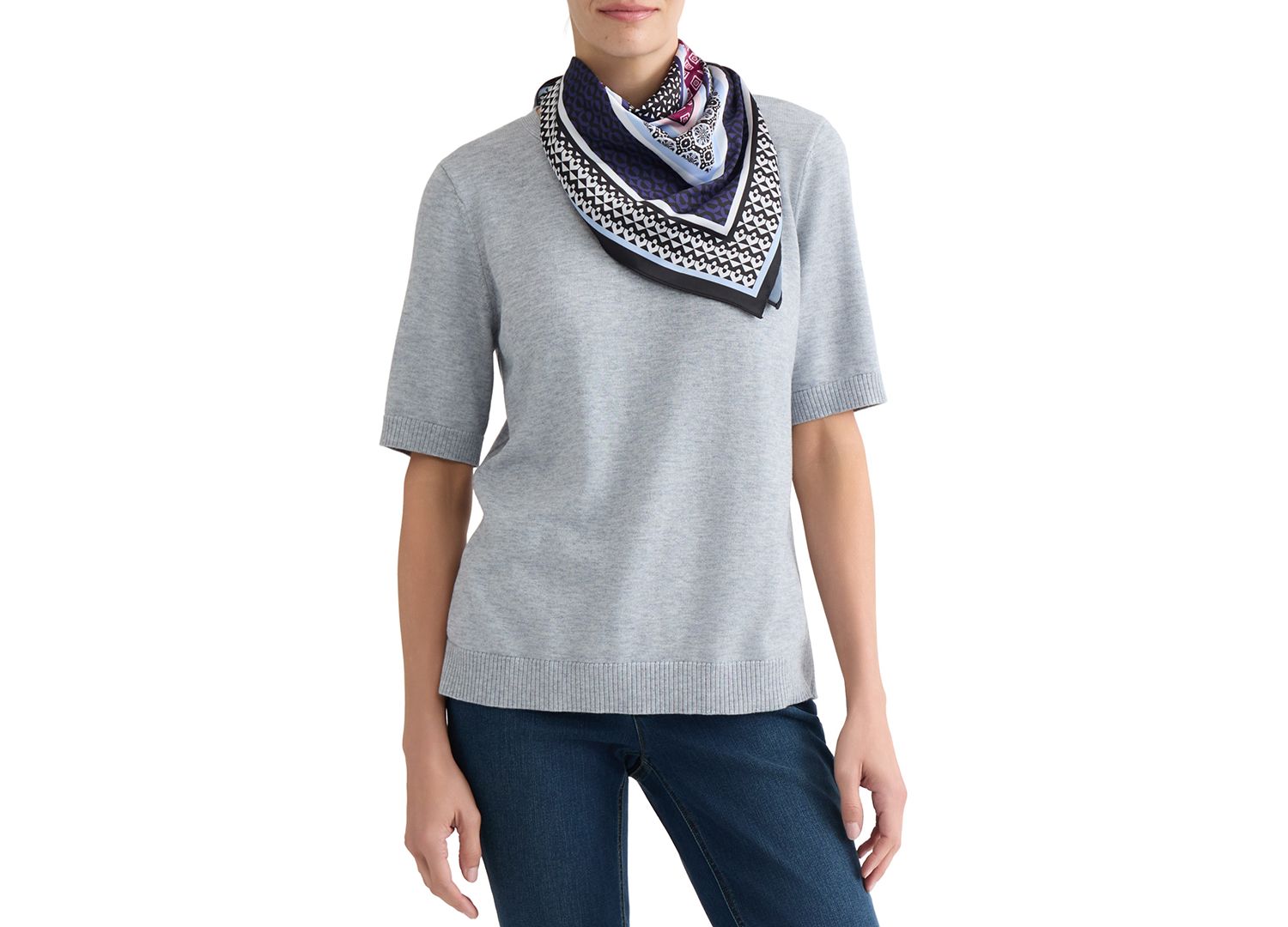 Women's Accent Rib Knit Scarf T-Shirt