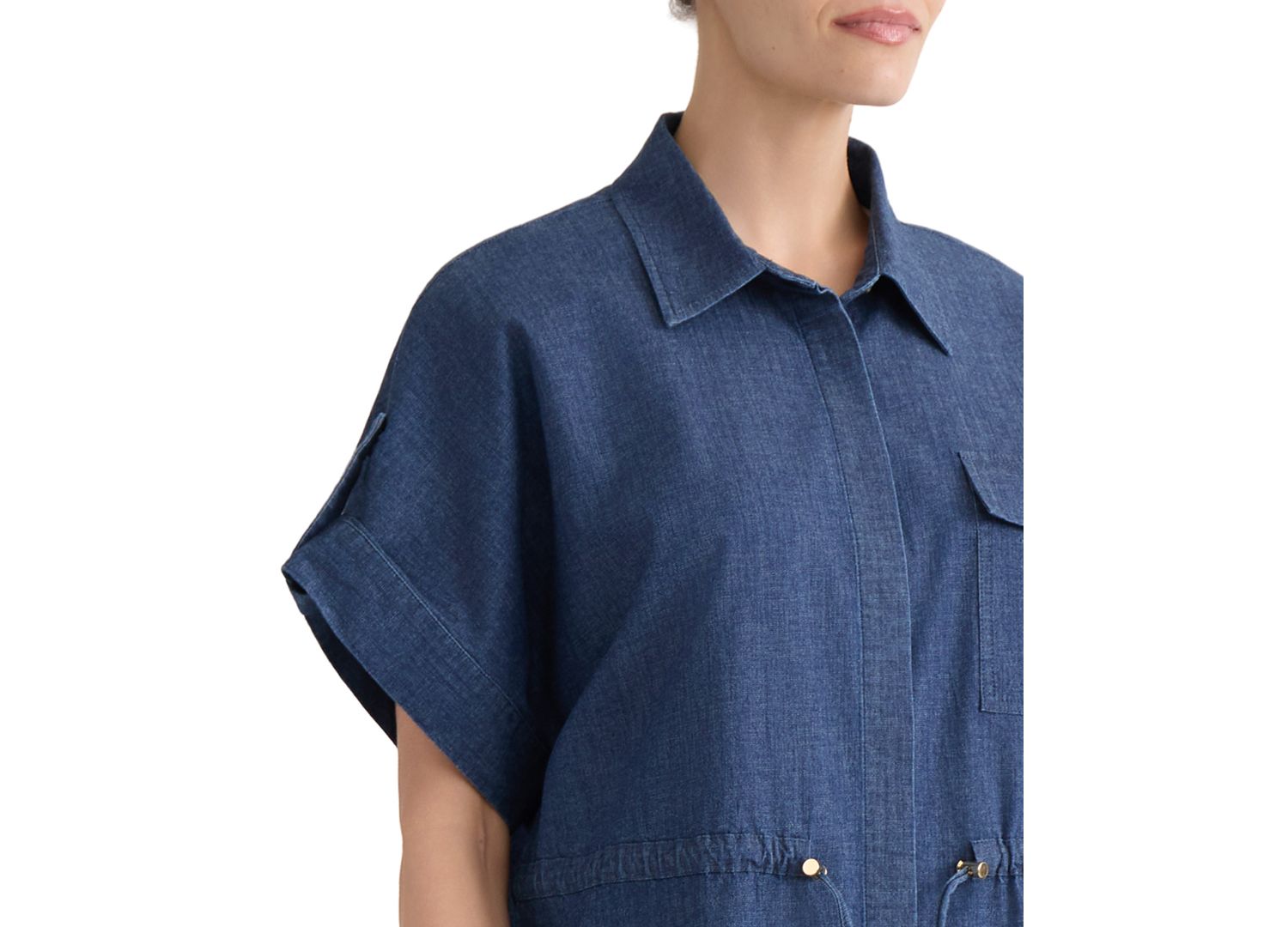 Women's Button-Front Cinch Waist Shirt