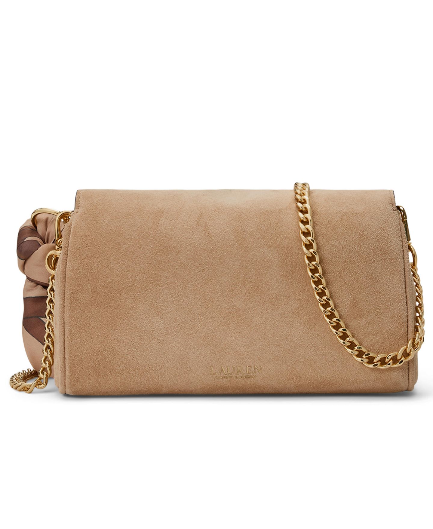 Женская сумка Lauren Ralph Lauren Scarf Trim Suede Small Crossbody, цвет: Верблюжий разноцветный — фото 4