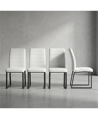 4-Pack Premium PU Office/Dining Chairs with Sturdy Iron Legs