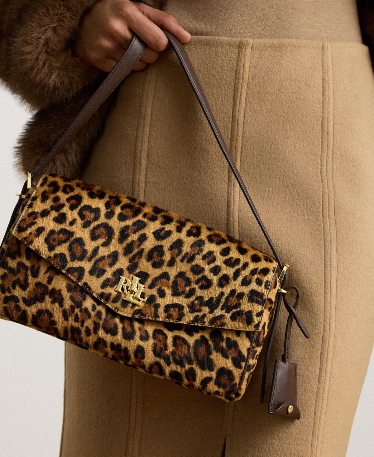 Lauren Ralph Lauren Leopard Print Small Farrah Shoulder Handbag