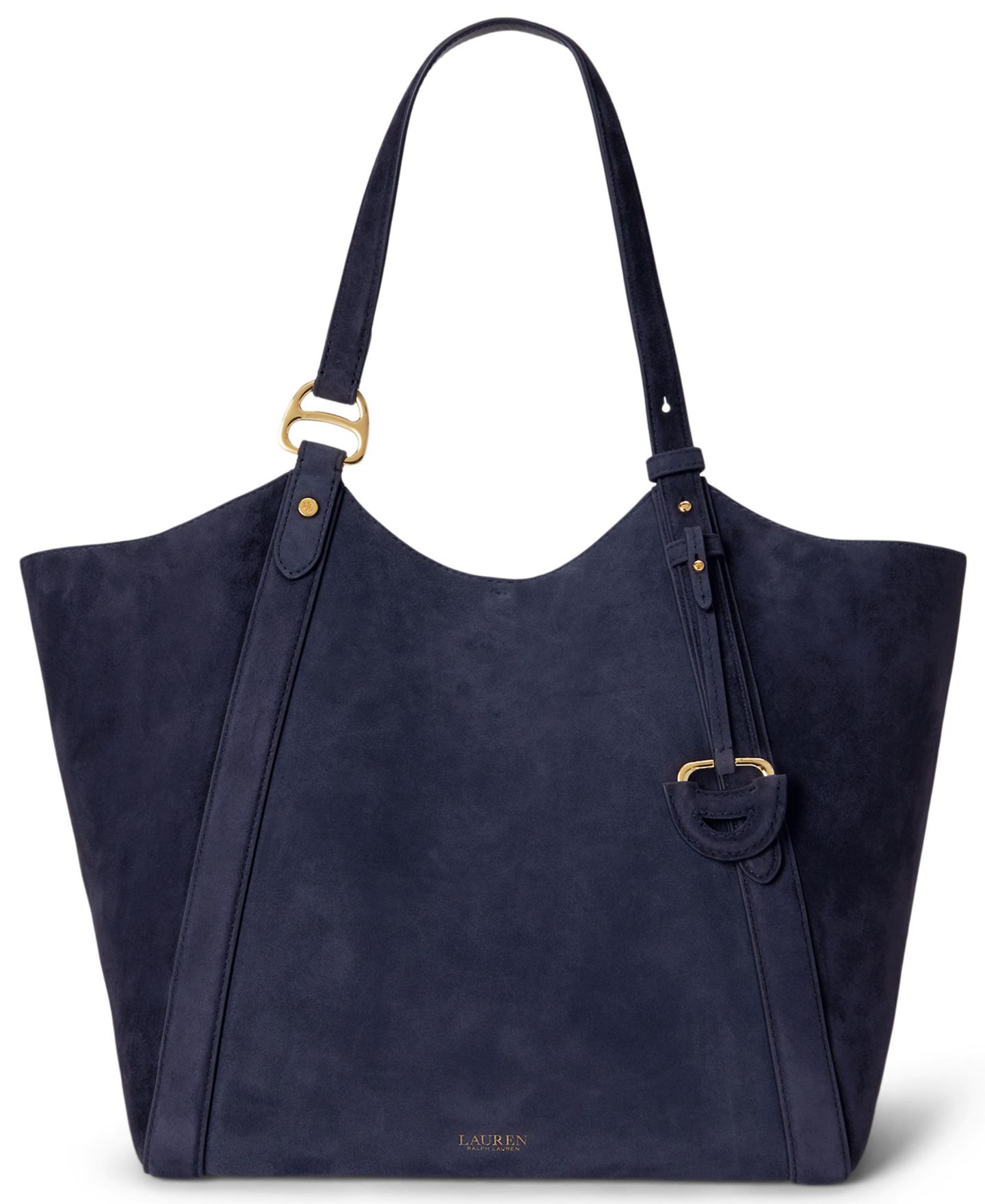 Женская сумка Lauren Ralph Lauren Tasha Extra-Large Suede Tote Handbag, цвет: Тёмно-синий — фото 1