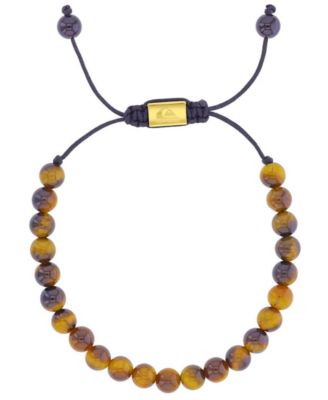 Men's 18k Gold-Plated Tiger Eye Onyx Adjustable Bracelet