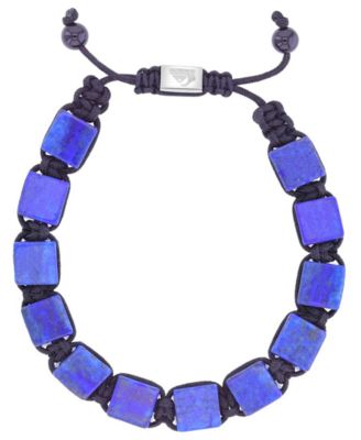 Men's Platinum-Plated Steel Lapis Adjustable Bracelet