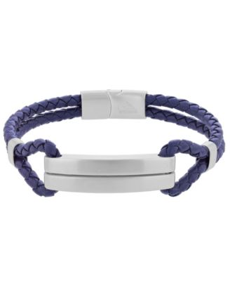 Quiksilver Mens Platinum-Plated Steel Plate Lock Two-Layer Bracelet - PlatinumBlue 65$
