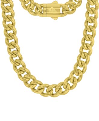 Men's 18k Gold-Plated Steel Yellow Miami Cuban Chain Necklace