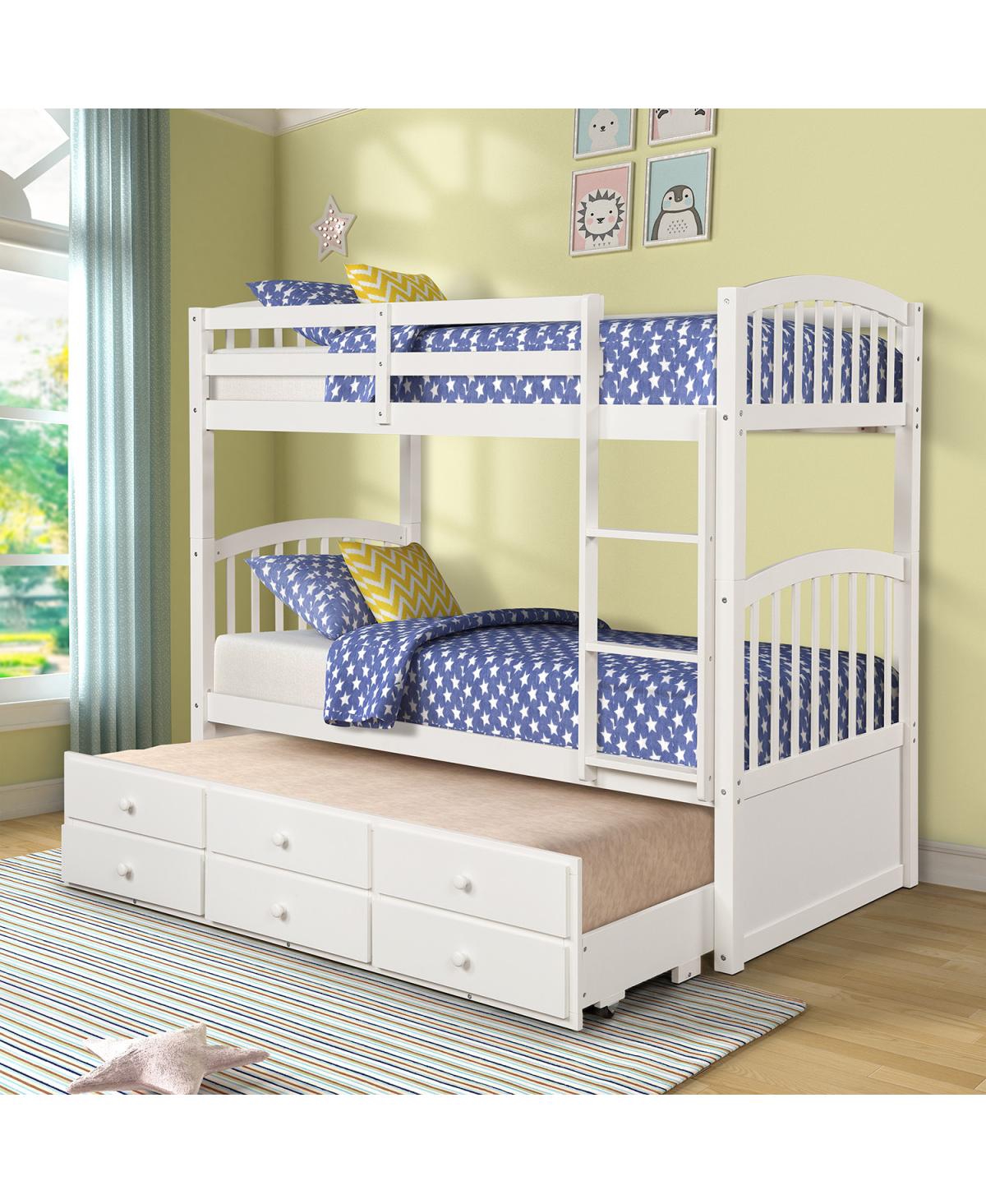 Streamdale Furniture Twin Bunk Bed with Trundle 3 Drawers and Ladder