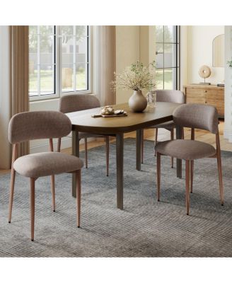 Set of 4 Modern Farmhouse Fabric Upholstered Dining Chairs with Metal Legs