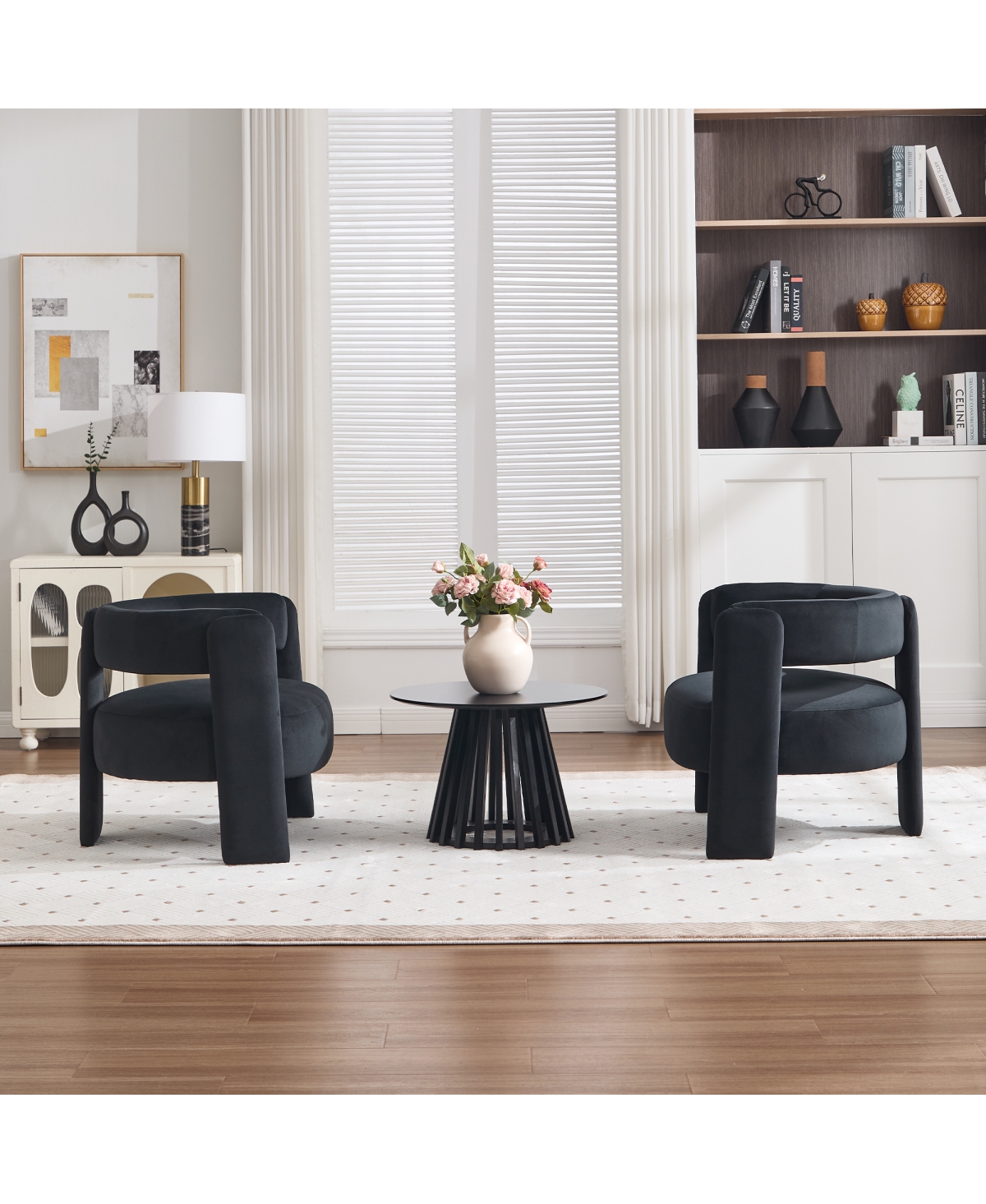 Streamdale Furniture Mid-Century Modern Velvet Accent Chair for Living Room and Bedroom