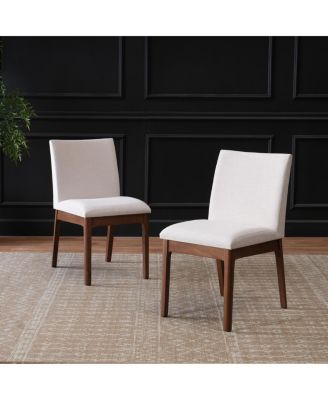 Set of 2 Contemporary Upholstered Dining Chairs Walnut