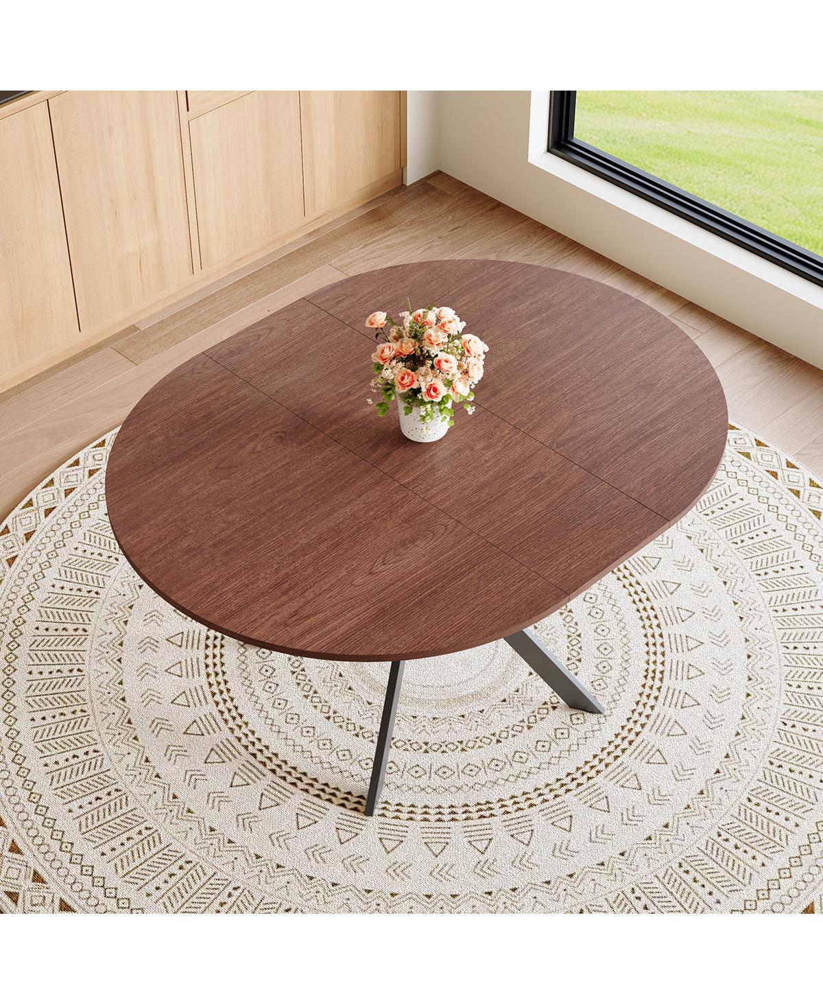 Streamdale Furniture Extendable Round Dining Table (43''-54'') with Sturdy Metal Legs