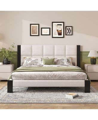  Boucle Cal King Bed frame with Cube headboard