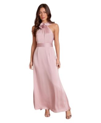 Women's Corsage Satin Maxi Dress