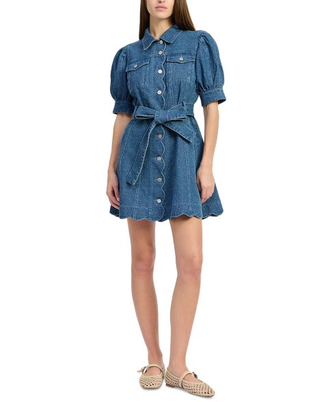 Женское платье En Saison Heidi Collared Denim Mini, цвет: Средняя варка джинсовый