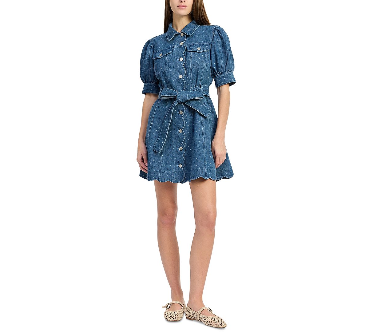 En Saison Women's Heidi Collared Denim Mini Dress view 1 — MAYCSS fashion products