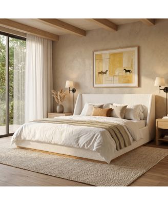 Luxury upholstered bed with wings