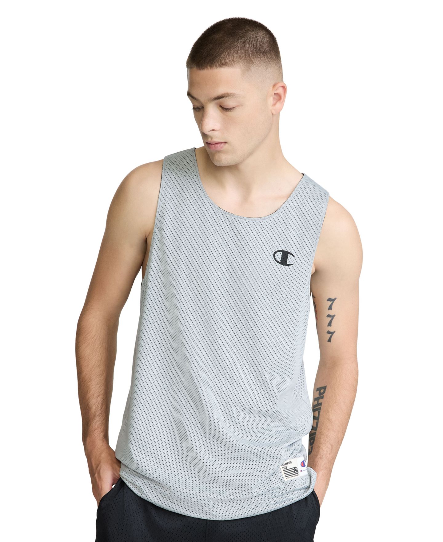 Мужской топ Champion Gridiron Reversible Crewneck, цвет: Чёрный / Серый — фото 4