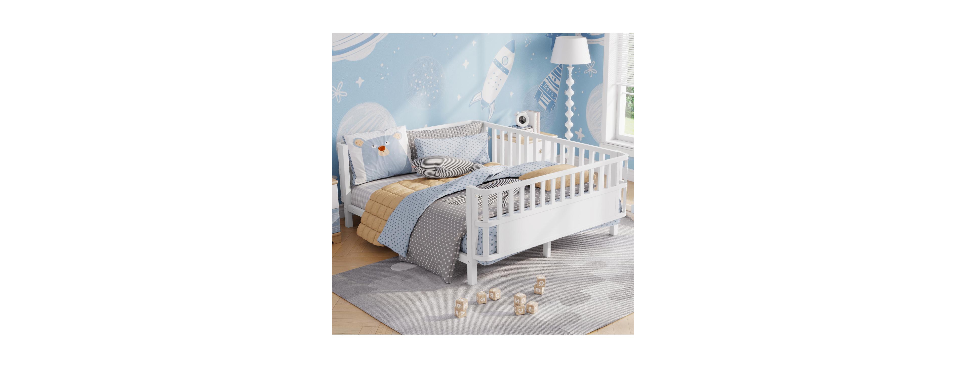 Streamdale Furniture Metal Platform Bed with Rails for Kids