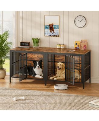 80'' Heavy-Duty 2-Door Dog Crate End Table and TV Stand