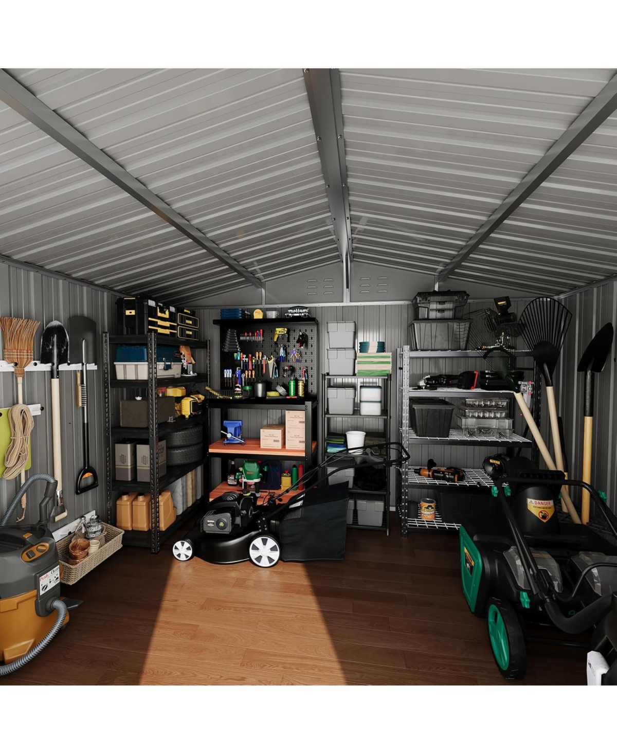 gaomon 8x12 ft Metal Outdoor Storage Shed, Galvanized Steel Metal Lockable Garden Shed with Sloping Roof, Ventilation and Weatherproof