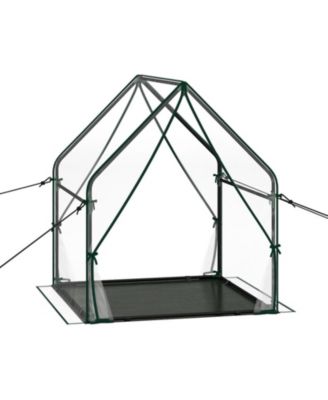 Mini Greenhouse Metal Frame with Waterproof Bottom Mat and Wind Ropes