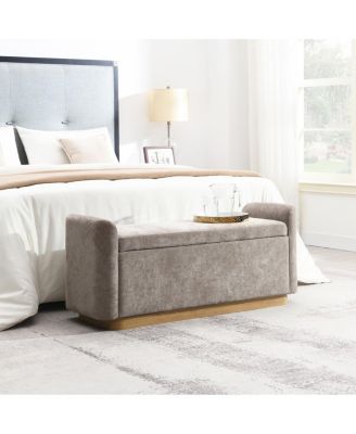 49'' Upholstered Storage Bench with Gold Metal Base