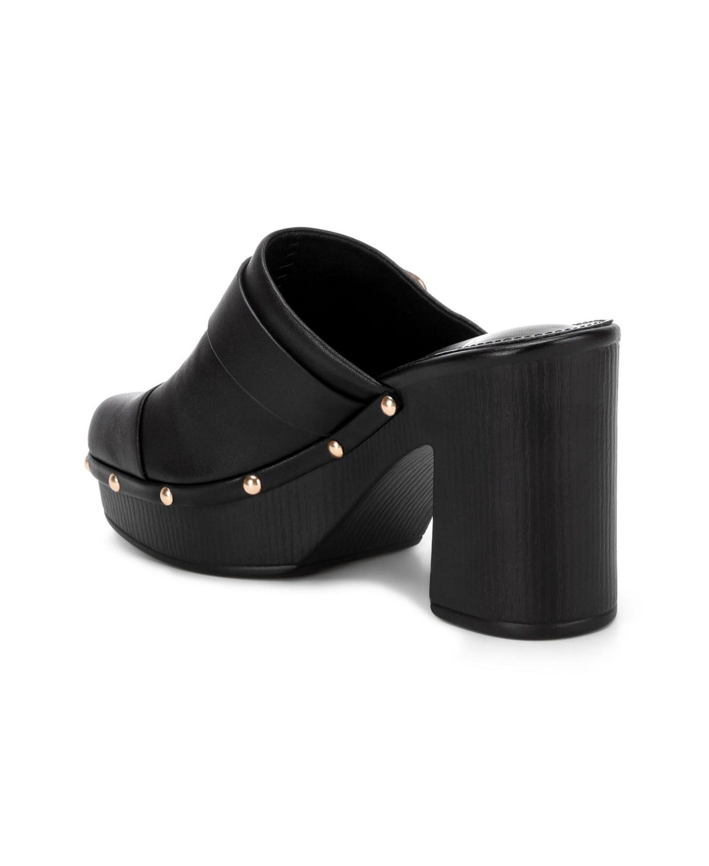 Женские сабо Rag & Co Septim Genuine Leather Studded Clog Heels, цвет: Чёрный кожаный — фото 9