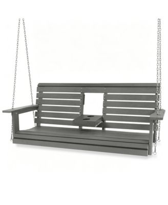 Poly Lumber 3-Seater Porch Swing, HIPS 5-Feet Bench for Outdoor Patio Garden Yard