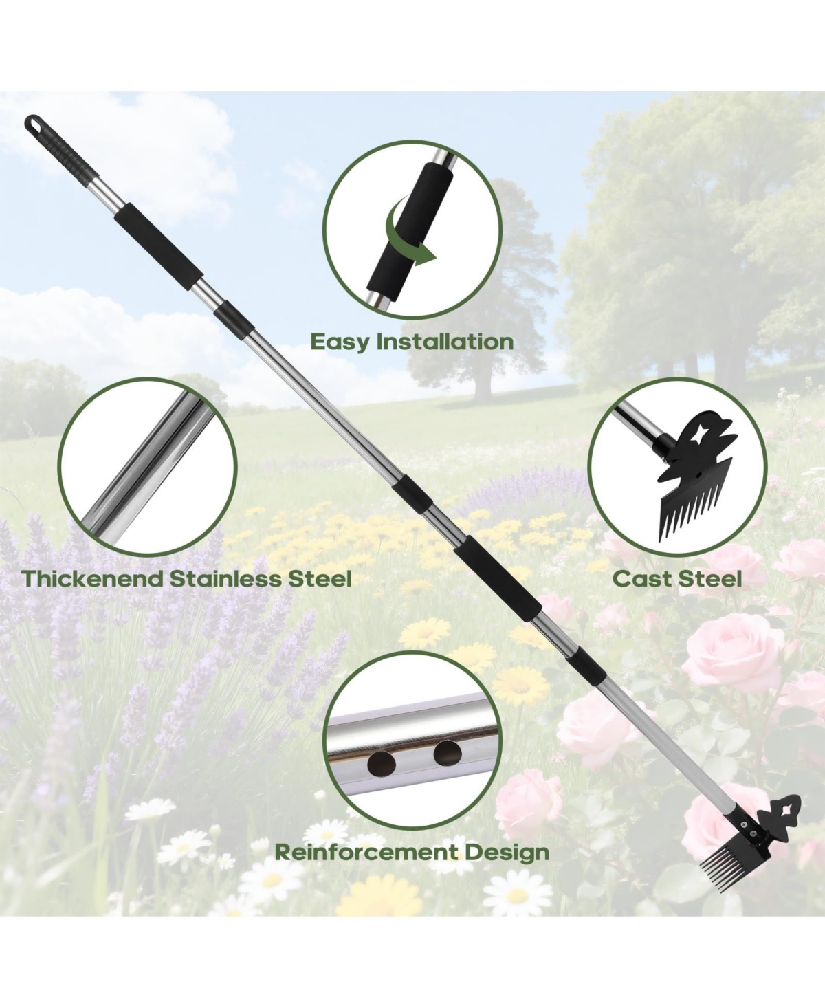 Xdovet Weed Remover Tool Portable Garden Weeder Manganese Steel Hand Vegetable Gardening Uprooting