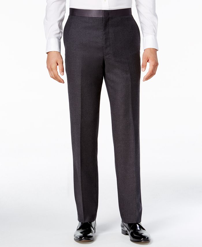 Ryan Seacrest Distinction Men's Modern Fit Gray Flannel Tuxedo Pants ...