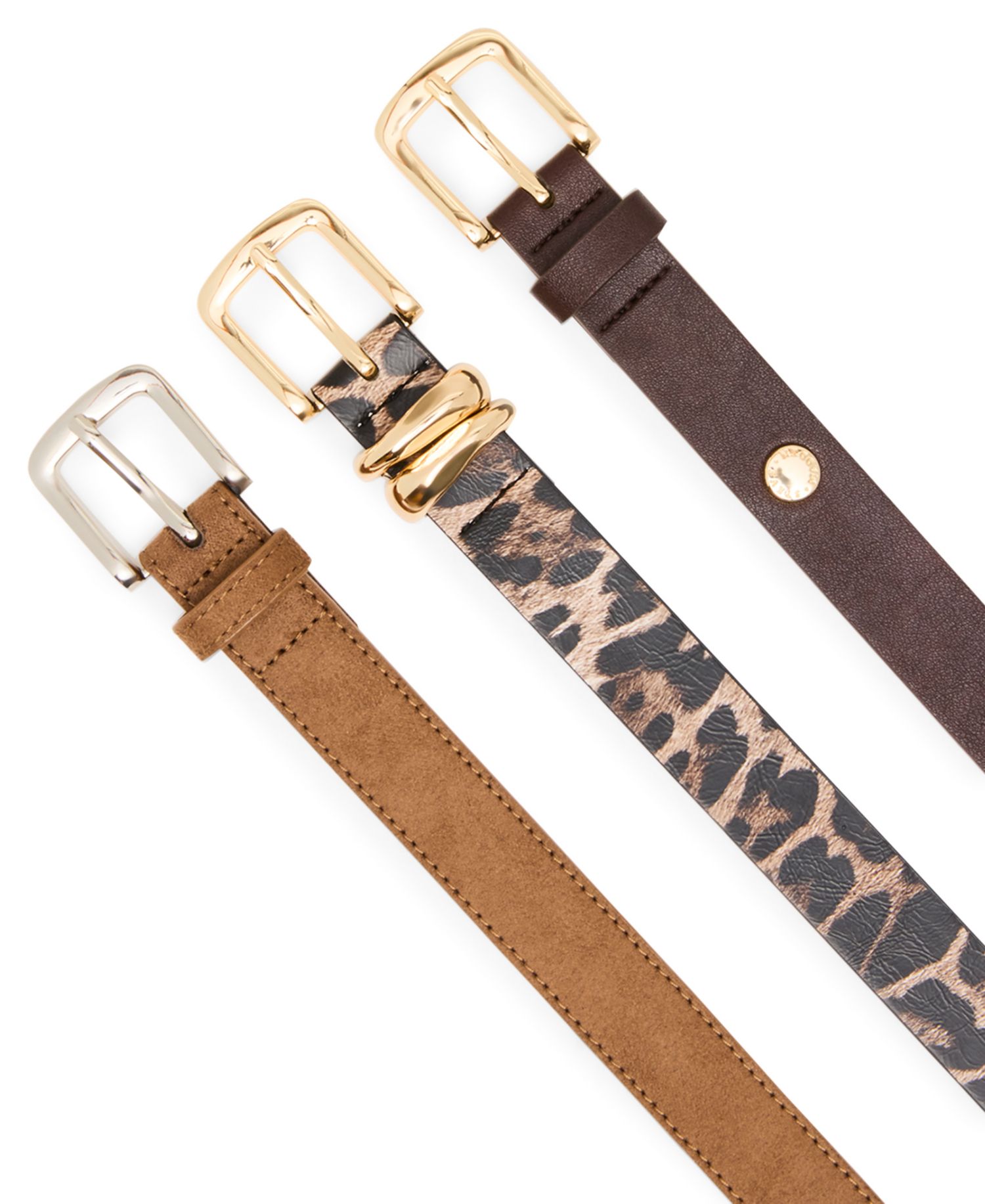 Textured 3-Pack Buckle Belt Set